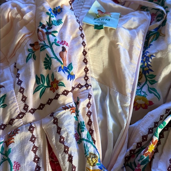 FARM Rio Pink Delicate Forest Maxi Dress Floral Tropical Botanical Resort Size S - Picture 8 of 8